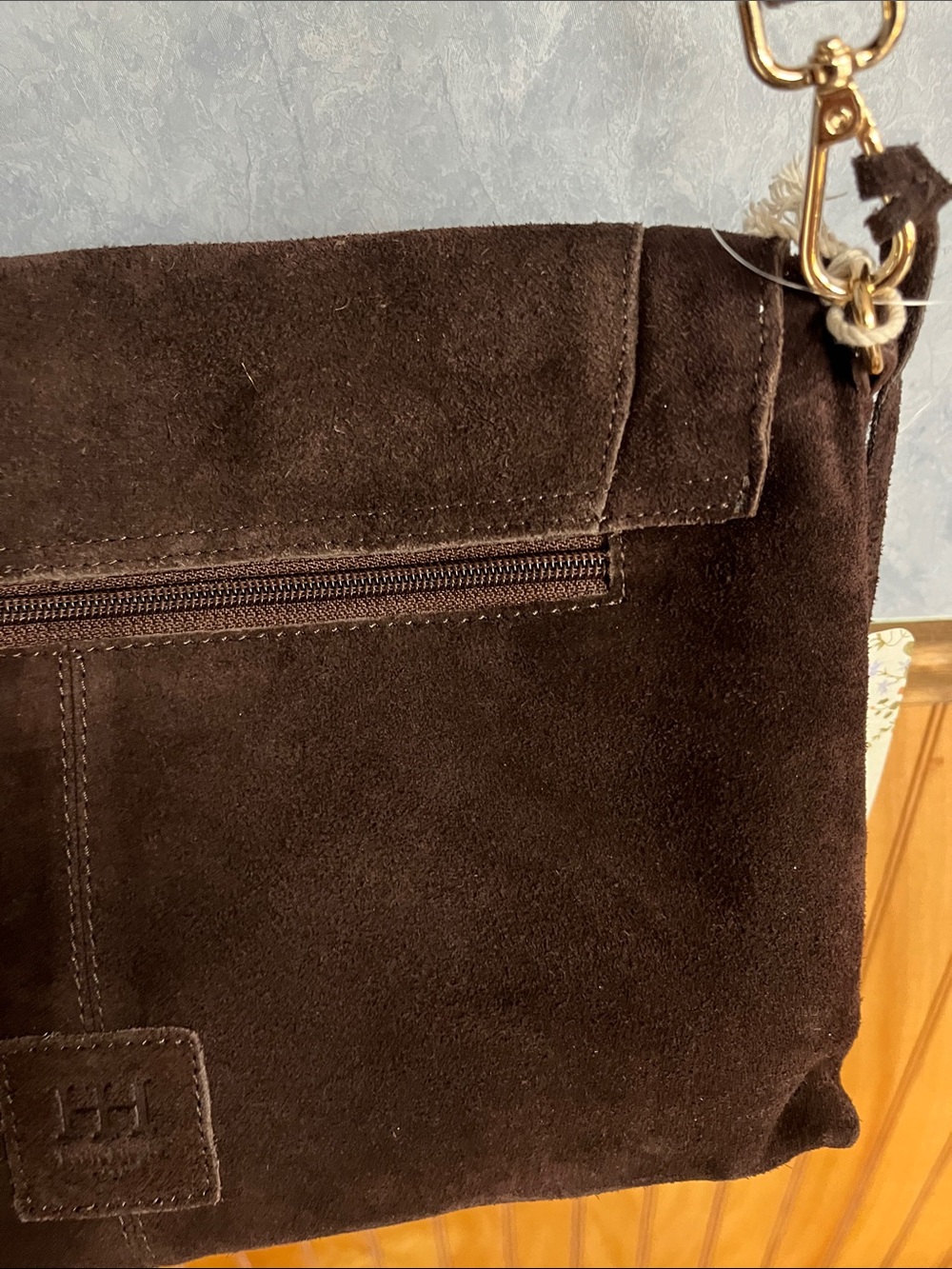Haute Hippie Dark Brown Suede Envelope with Eyelet Detail 100% Suede NWT - Picture 13 of 15